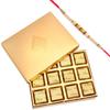 Ghasitaram Gifts Rakhi Chocolate Golden, 12-Piece Roasted Almond Chocolate Box with Pearl Rakhi view 1