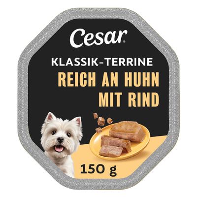 Cesar Classic Terrine Adult Trays, 14 x 150 g, Poultry & Beef