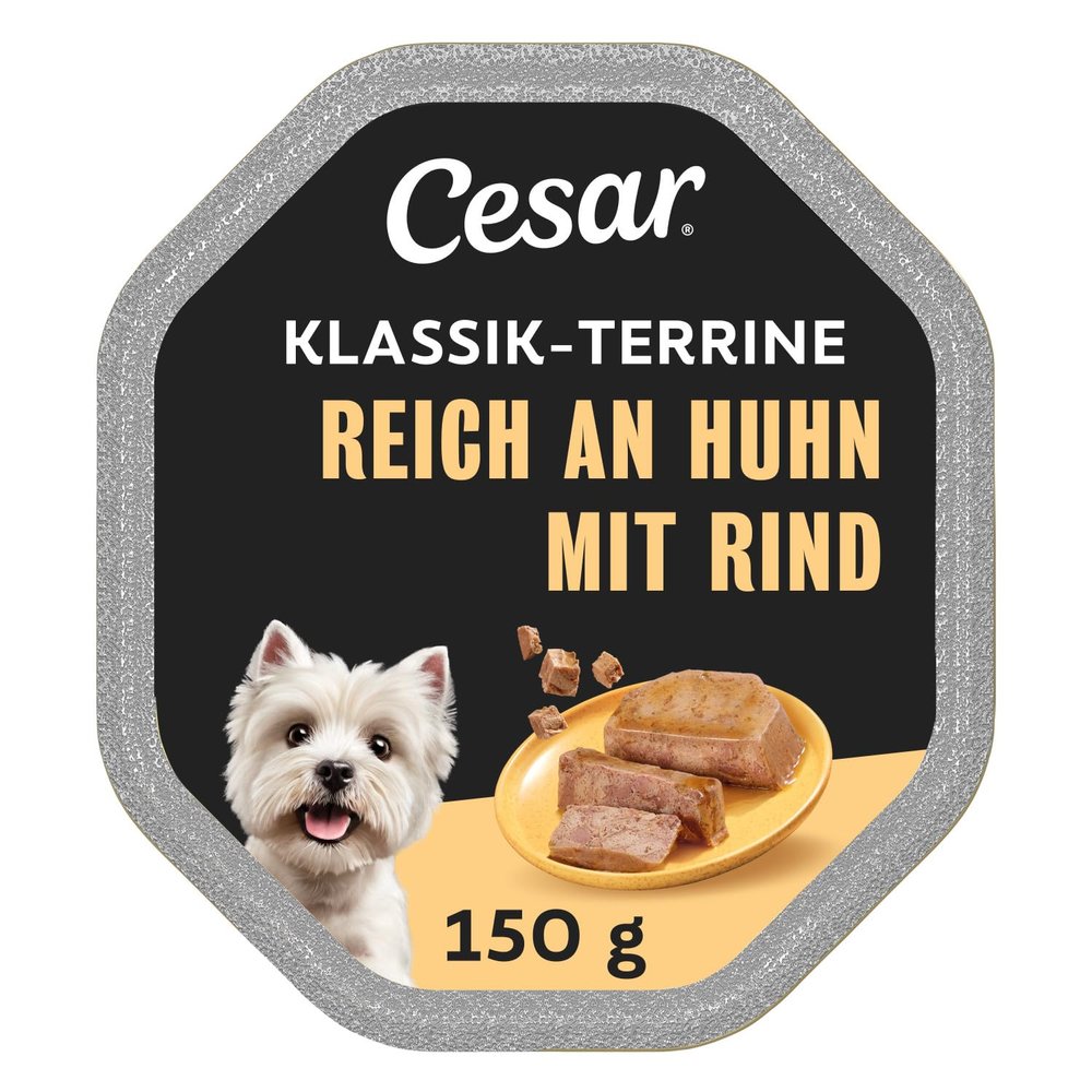 Cesar Classic Terrine Adult Trays, 14 x 150 g, Poultry & Beef