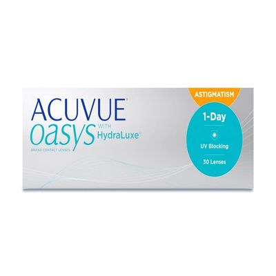 ACUVUE OASYS 1-Day for Astigmatism Daily Contact Lenses, 0.75 D, Cyl -1.25, Axis 160, BC 8.5, 30 Lenses