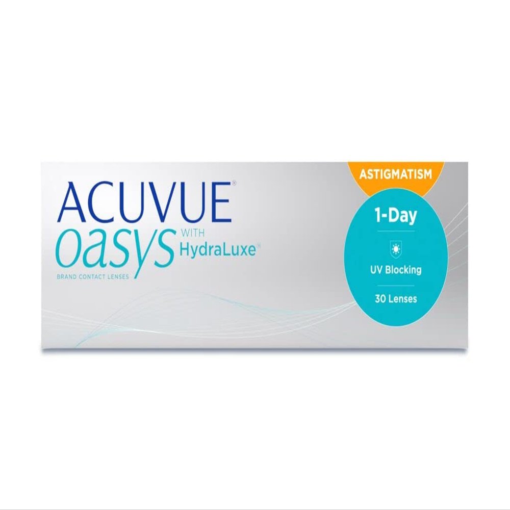 ACUVUE OASYS 1-Day for Astigmatism Daily Contact Lenses, -1 dpt, Cyl -1.25, Axis 50, BC 8.5, UV Protection, 30 Lenses