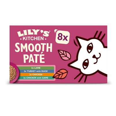Lily's Kitchen Natural Tender Pâté Wet Food for Adult Cats, Grain-Free Variety Pack (32 x 85 g Trays)
