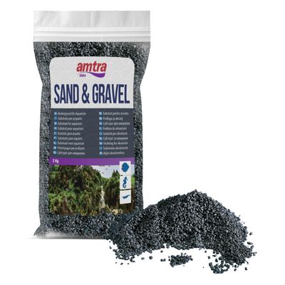 Amtra Black Ceramized Quartz Aquarium Sand, 2-3 mm, 2 kg
