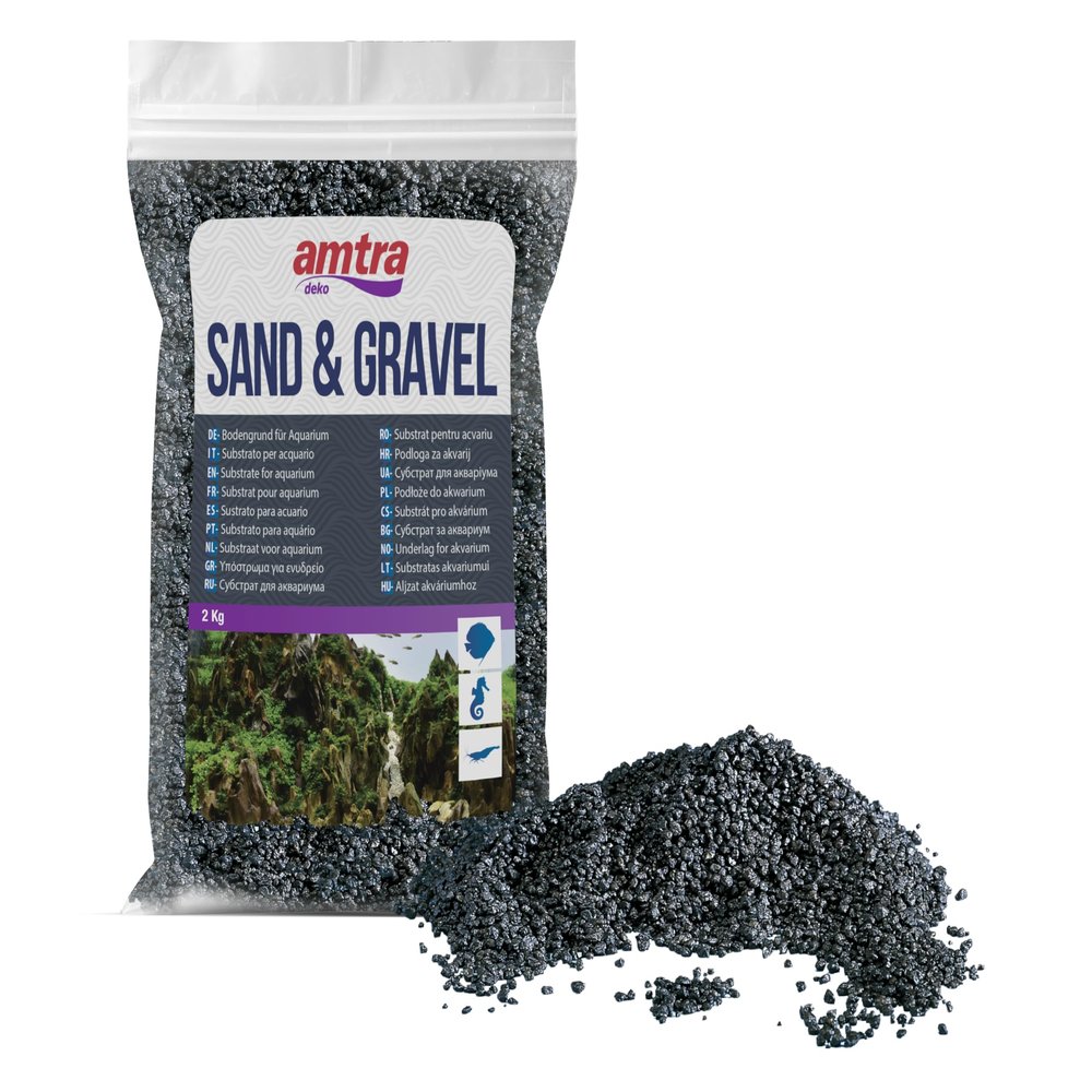 Amtra Black Ceramized Quartz Aquarium Sand, 2-3 mm, 2 kg