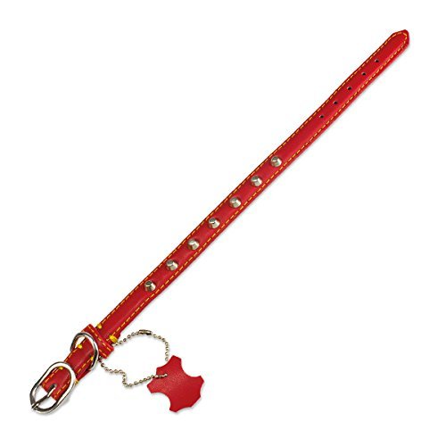Arquivet Leather Collar Basico, Red 15 x 35 cm