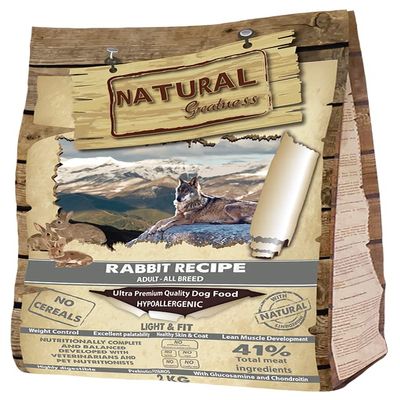 Natural Greatness Rabbit Recipe | Ultra Premium Complete Dog Food, 2 kg
