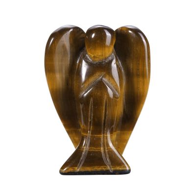 QGEM Natural Tiger's Eye Crystal Guardian Angel, 3.8 cm, Reiki Healing, 1.5 in