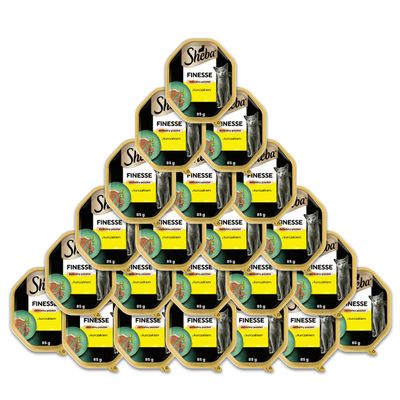 Sheba Finesse Mousse Wet Cat Food with Chicken, 22 Trays, 2-Pack (2 x 11, 85 g)