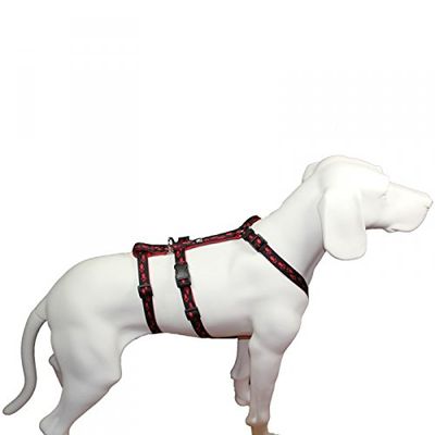 The Original NoExit Dog Harness – 100% Escape-Proof, Black with Red Paw Prints, 35–50 cm