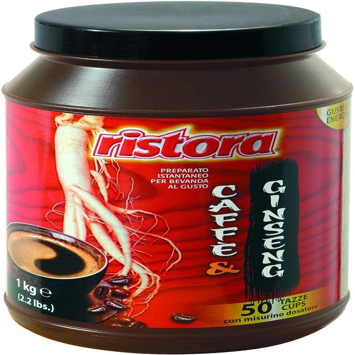 Ristora Caffè al Ginseng Instant Coffee with Ginseng Instant Mix, 1 kg, for 50 Cups, with Measuring Cup
