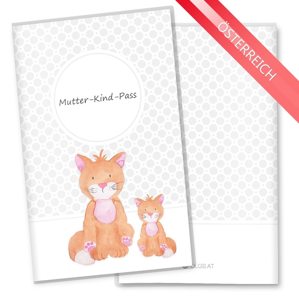 OLGS Mother-Child Pass Cover, Austria, Cat Design, Plastic, No Personalization