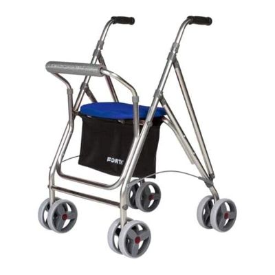 Folding Aluminum Rollator for Seniors with Padded Seat, Blue