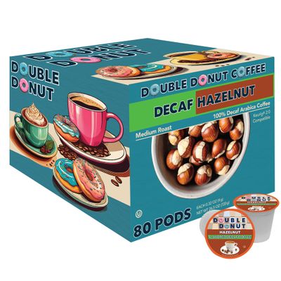 Decaf Double Donut-Flavor Hazelnut Coffee Pods for Keurig K-Cup Machines, 80 Count (1 Pack)