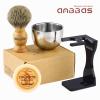 Anbbas Men's Shaving Set with Bowl, Luxury Gift Set with Silvertip Badger Hair Brush and Stand view 2