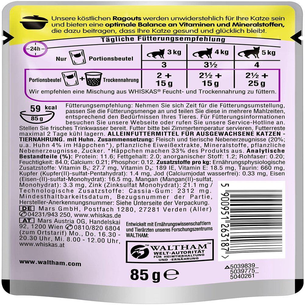 Whiskas Cat Food Wet Ragout with Chicken in Jelly (1 x 85 g)