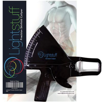 Lightstuff Precision Skinfold Caliper with Beginner Quick-Start Guide and Advanced Booklet, Measures Up to 80 mm
