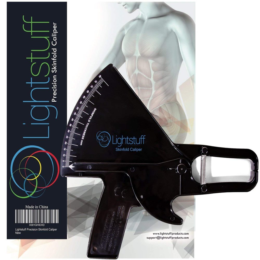 Lightstuff Precision Skinfold Caliper with Beginner Quick-Start Guide and Advanced Booklet, Measures Up to 80 mm