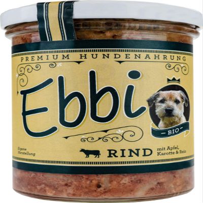 Organic Wet Dog Food with Beef, Apple, Carrot and Rice, 400 g Glass Jar