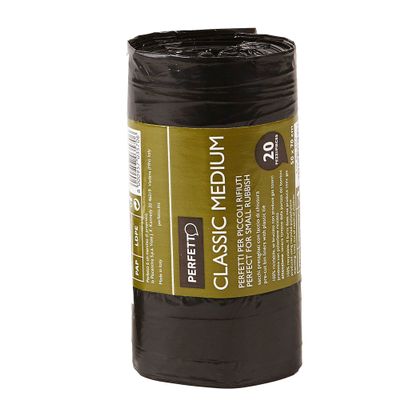 Perfetto Garbage Bags, 20 Count, 55 x 70 cm, Dimension Color Black, Multicolor, 1 pc