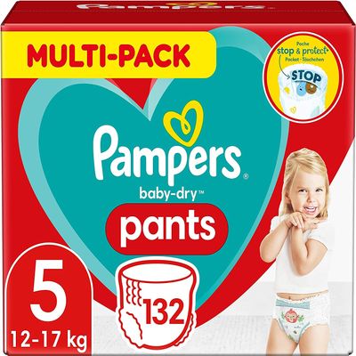 Pampers Baby-Dry Pants, Size 5 Junior, 11–18 kg, Monthly Box, 132 Count