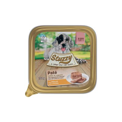 Stuzzy Mister Wet Food for Puppies, Chicken Pâté and Meat Chunks, 3.3 kg Total (22 Cups x 150 g)