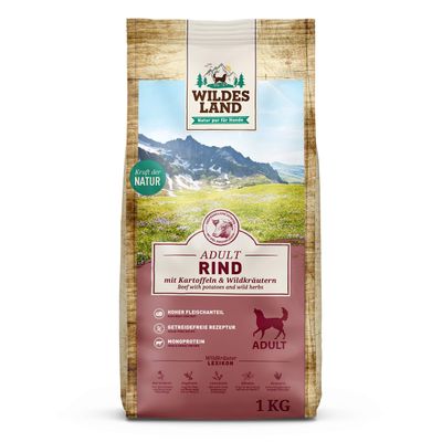 WILDES LAND Beef | Dry Dog Food with Extra-High Meat Content and Natural Ingredients for Adult Dogs, Complete Food Without Additives | 1 kg