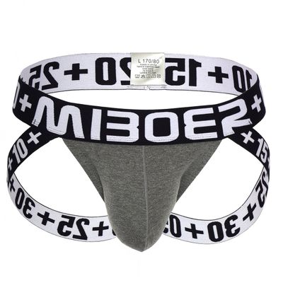 Miboer Men's Sport Jock Jockstrap Color Bulge Brief, Gray, Gre S/M, Manufacturer's Size L