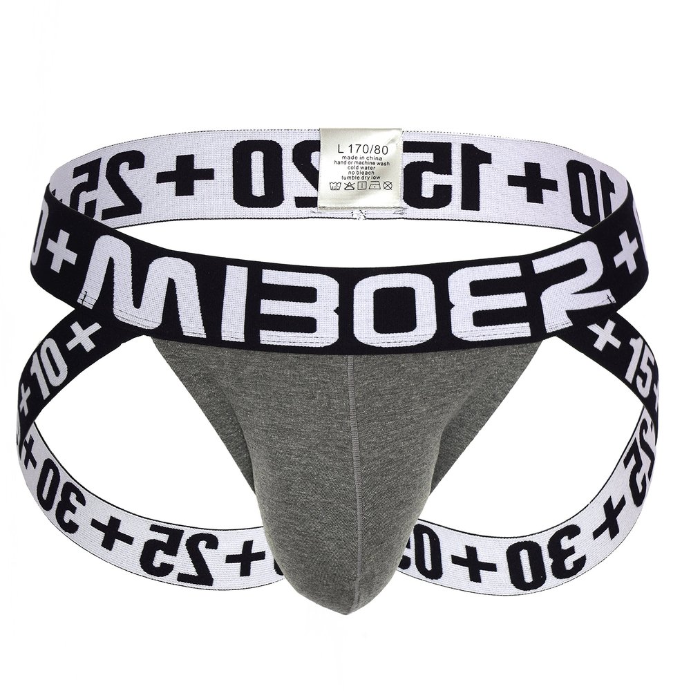 Miboer Men's Sport Jock Jockstrap Color Bulge Brief, Gray, Gre S/M, Manufacturer's Size L