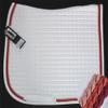 Eskadron Cotton Saddle Pad, White, Triple Cord Raspberry Pink-Salmon, All-Purpose Shape view 1
