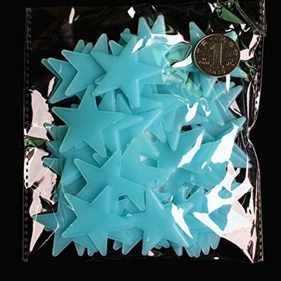 FSSTUD 100 Blue 3 cm Glow-in-the-Dark Star Wall Stickers