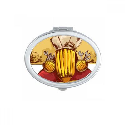 DIYthinker Cartoon Retro Vintage Car UK Oval Compact Makeup Pocket Mirror, Portable Cute Small Hand Mirror Gift, Multicolor