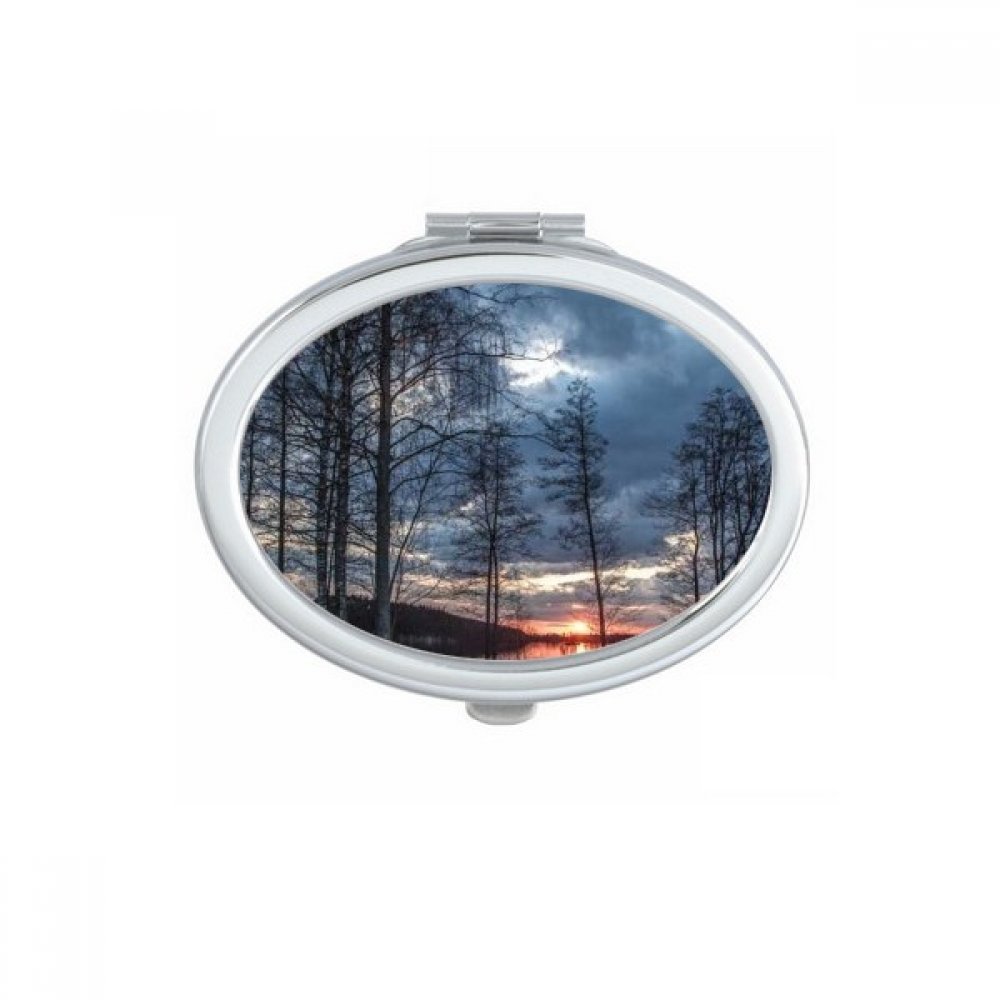DIYthinker Mountain Crystal Lake Nature Landscape Oval Compact Makeup Pocket Mirror, Portable Small Hand Mirror Gift, Multicolor