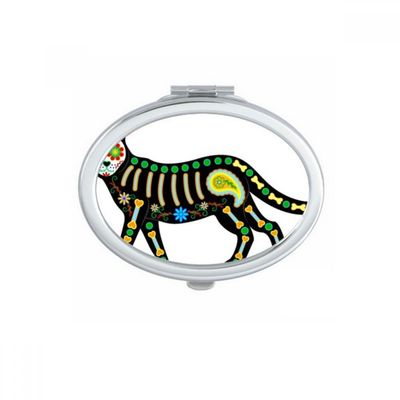 DIYthinker Bone Heart Black Cat Halloween Oval Compact Makeup Pocket Mirror
