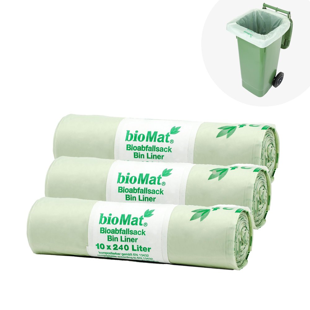 bioMat Compostable 240 L Garbage Bags, 30 Bags, Made in Germany