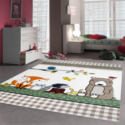 CARPETIA Kids' Rug for Nursery, Animal Design, Beige/Brown, 80 x 150 cm