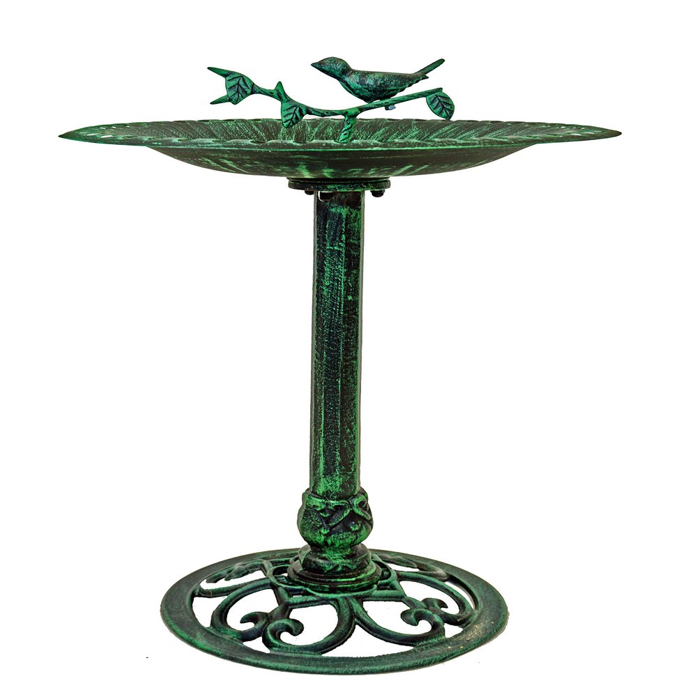 ABC Home XXL Bird Waterer on Pedestal, 81 cm, Patina Green, 50 cm