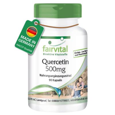 fairvital Quercetin 500mg Capsules, 90 Count, HIGH DOSAGE, VEGAN, Antioxidant