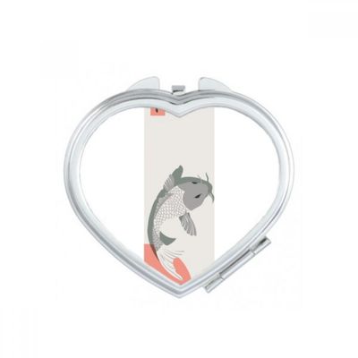 DIYthinker Chinese Traditional Fish Pattern Sunrise Heart Compact Makeup Pocket Mirror, Portable Cute Small Hand Mirror Gift, Multicolor