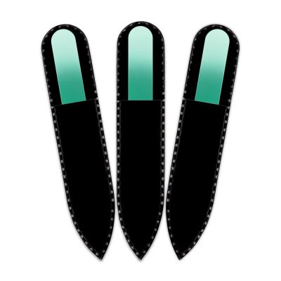 Mont Bleu Colored Glass Nail File with Black Pouch – Small, Genuine Tempered Glass, Handmade in the Czech Republic