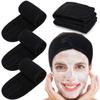 Whaline 4-Pack Black Terry Cloth Spa Headbands with Adjustable Hook-and-Loop Closure view 1