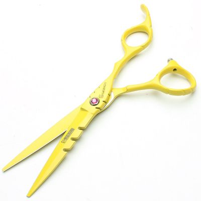 6.0-Inch Japanese Professional Hairdressing Scissors Set, Haircutting & Thinning Scissors, Yellow Cutting Scissors