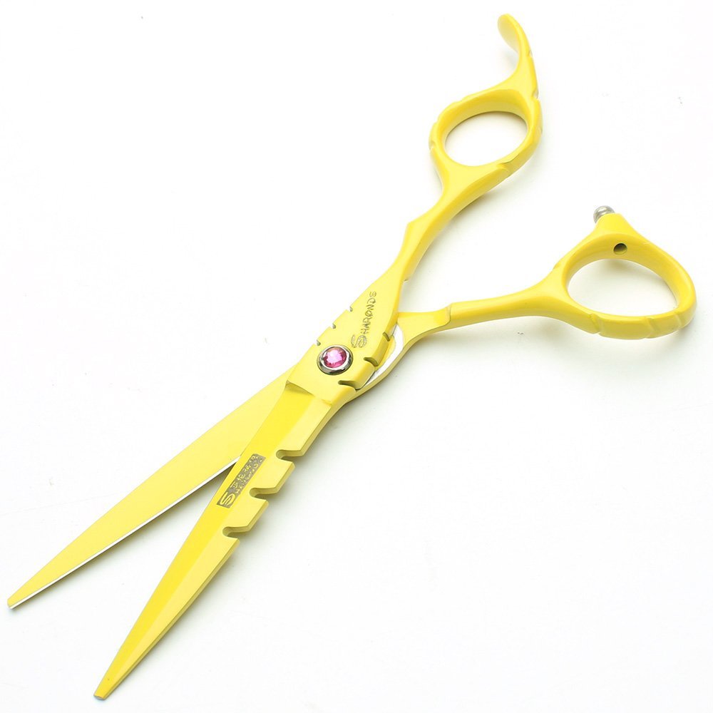 6.0-Inch Japanese Professional Hairdressing Scissors Set, Haircutting & Thinning Scissors, Yellow Cutting Scissors