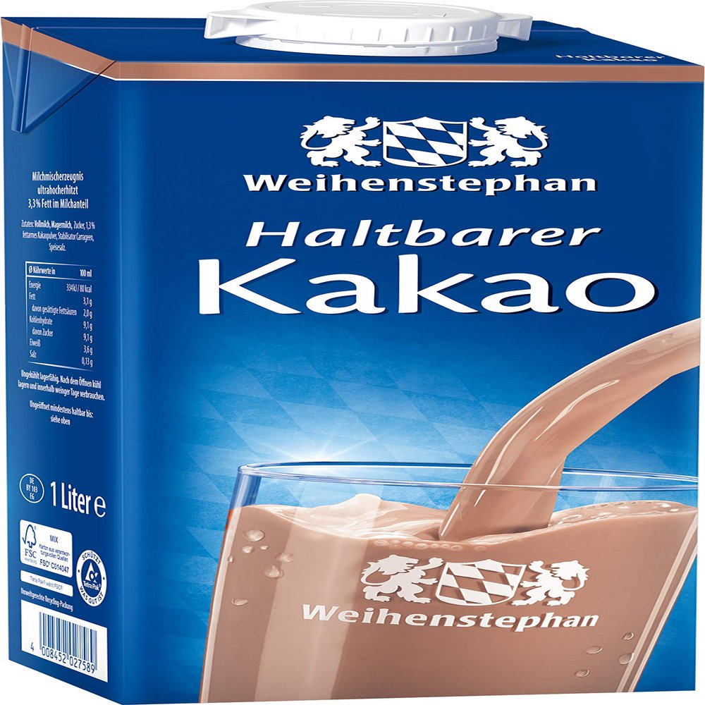 Weihenstephan Shelf-Stable Cocoa, 12-Pack (12 x 1 L)