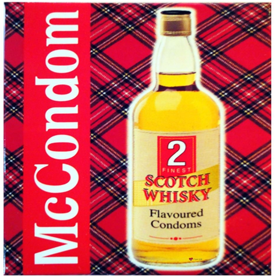 I LUV LTD Pack of 2 McCondom Latex Condoms with Scotch Whisky Flavor