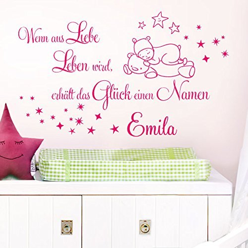 Grandora Wall Decal “When Love Becomes Life” + Custom Name, Brilliant Blue, 97 x 58 cm