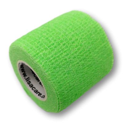 LisaCare Adhesive Tape - 4 Rolls, 5cm Wide - Medical Product - Self-Adhesive Elastic Waterproof Bandage with Color & Design Options (Neon Green)