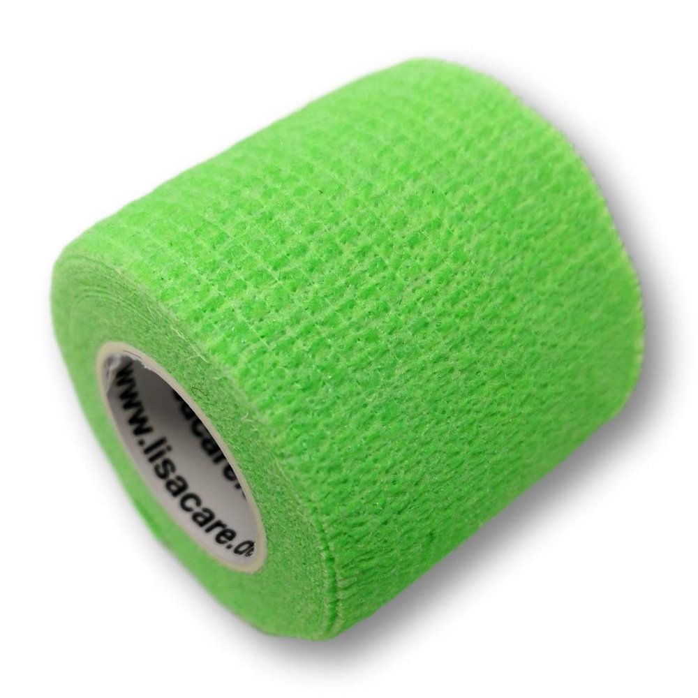 LisaCare Adhesive Tape - 4 Rolls, 5cm Wide - Medical Product - Self-Adhesive Elastic Waterproof Bandage with Color & Design Options (Neon Green)