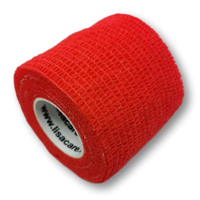 LisaCare Adhesive Bandage Rolls - 2 Rolls, 5cm Wide - Medical Product - Reliable Support with Color & Design Options (Red)