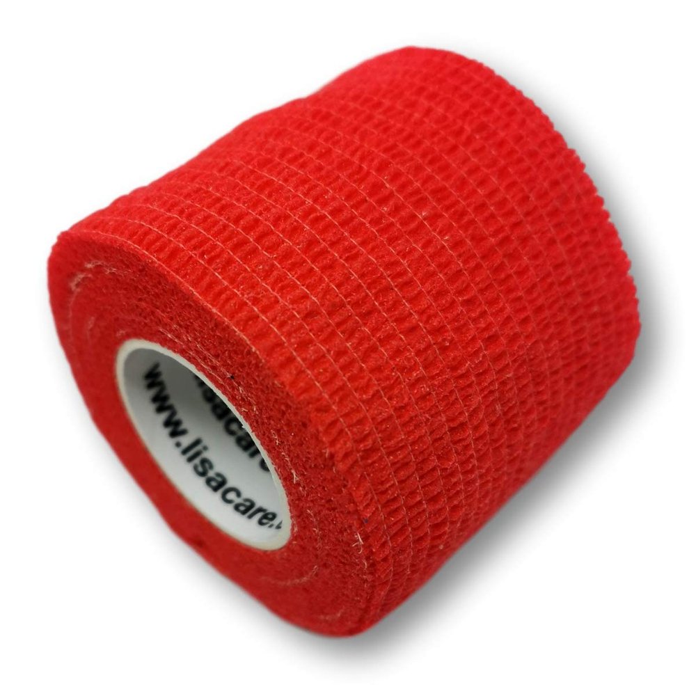 LisaCare Adhesive Bandage Rolls - 2 Rolls, 5cm Wide - Medical Product - Reliable Support with Color & Design Options (Red)