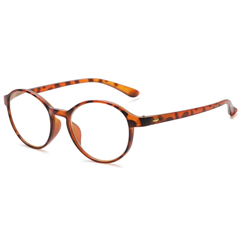 VEVESMUNDO Anti-Blue-Light Round Reading Glasses, Matte Brown, +1.5